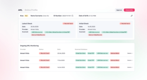 AML online profile dashboard